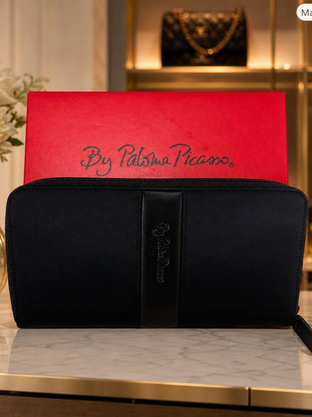 Paloma Picasso Black Zip-Around Wallet New In Box